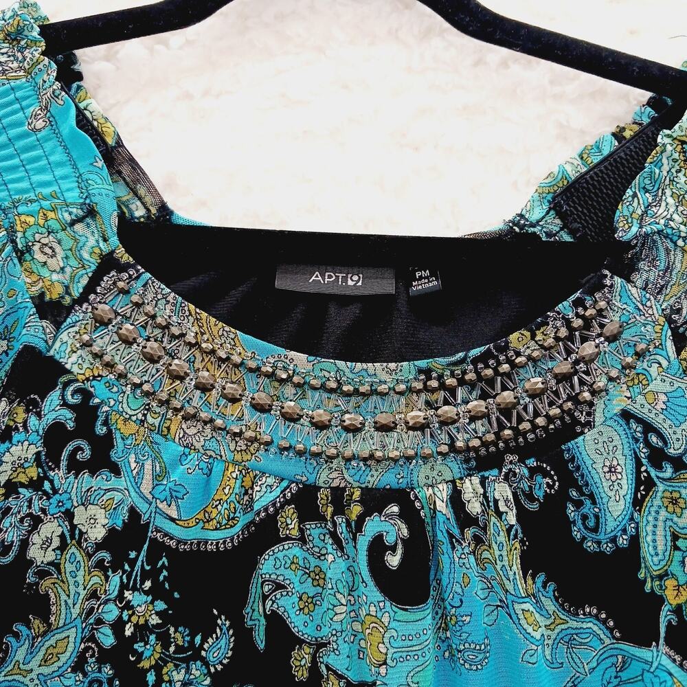 Blouse Y2K Glam Boho Beaded Paisley Going-Out Top Eclectic Elegance Luxe Size M